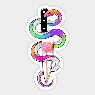 Snake knife roses Sticker